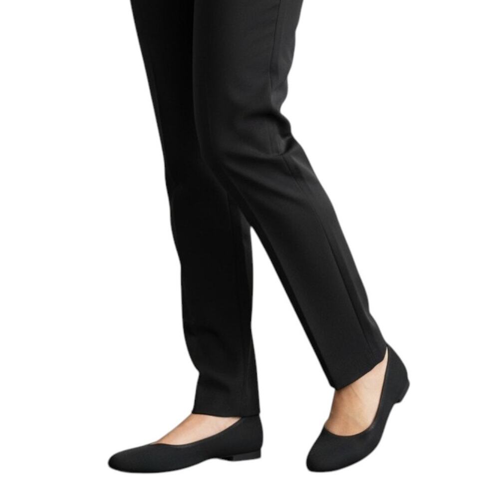 Trotters Honor Black Leather Square Toe Flats, US7.5 Narrow